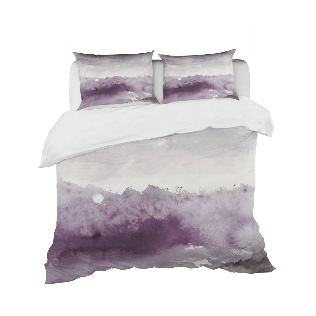Designart 'Midnight at the Lake II Amethyst and Grey' Geometric Bedding Set - Duvet Cover & Shams